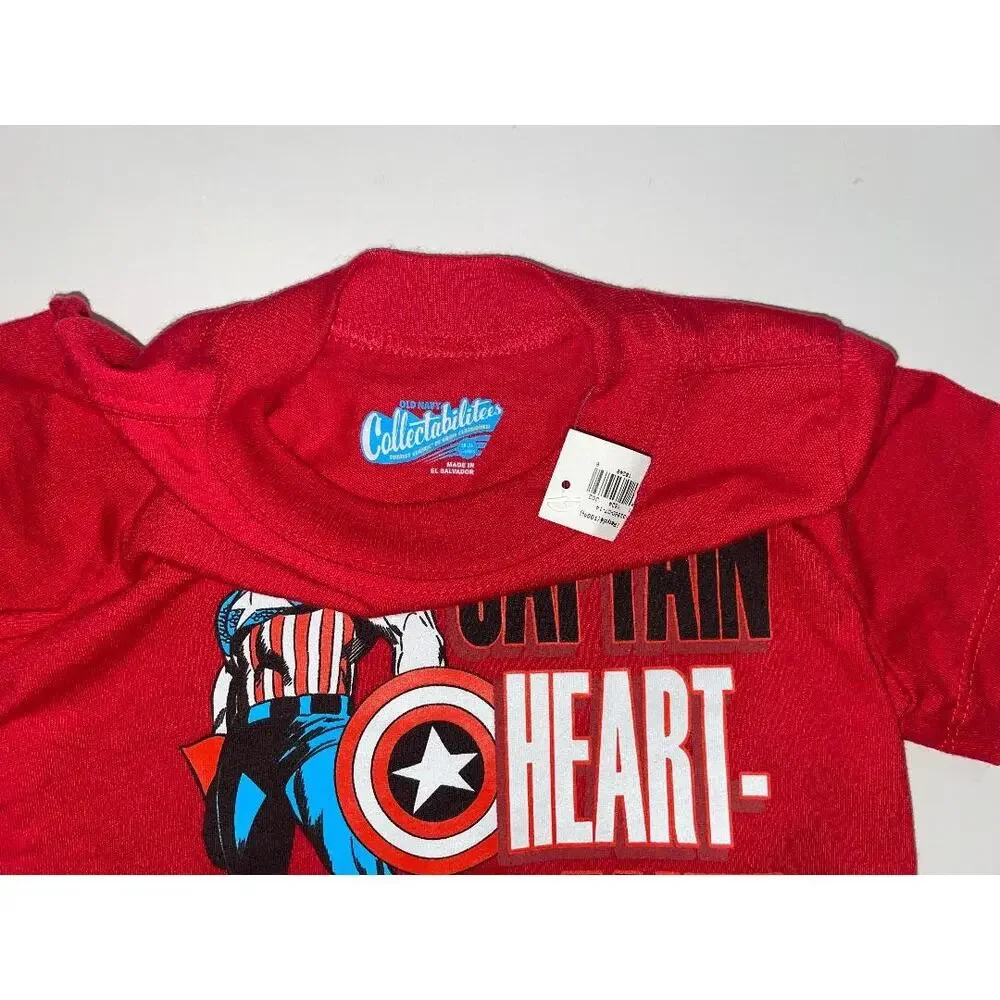 Kids Red Old Navy Captain America‎ Heartbreaker Graphic T Shirt Size 18-24months